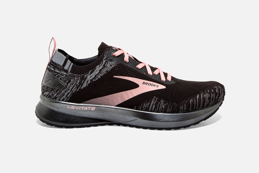 Brooks Israel Levitate 4 Road Running Shoes Womens - Black/Grey/Pink - HVG-876321